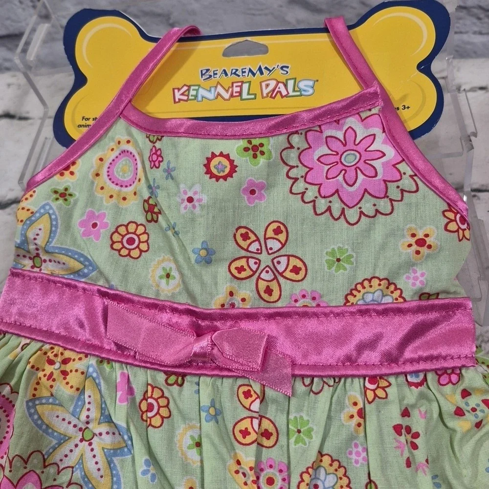 Build A Bear Clothing Rare‎ Bearemys Kennel Pals Green Floral Print Dress New